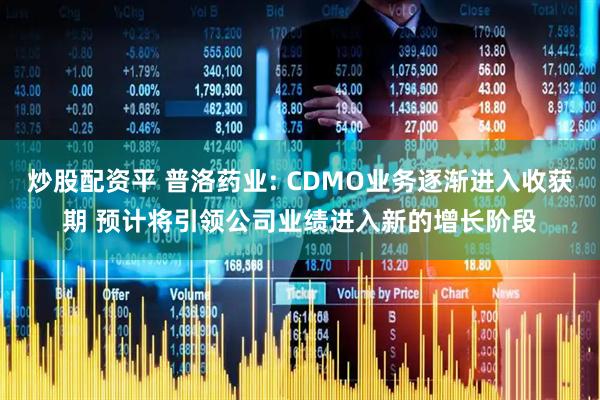 炒股配资平 普洛药业: CDMO业务逐渐进入收获期 预计将引领公司业绩进入新的增长阶段